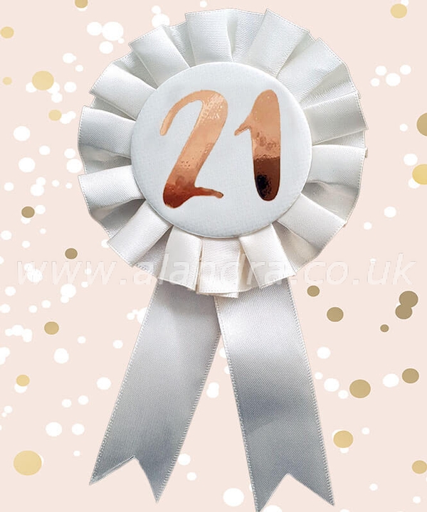 Cream & Gold 21st Rosette Badge